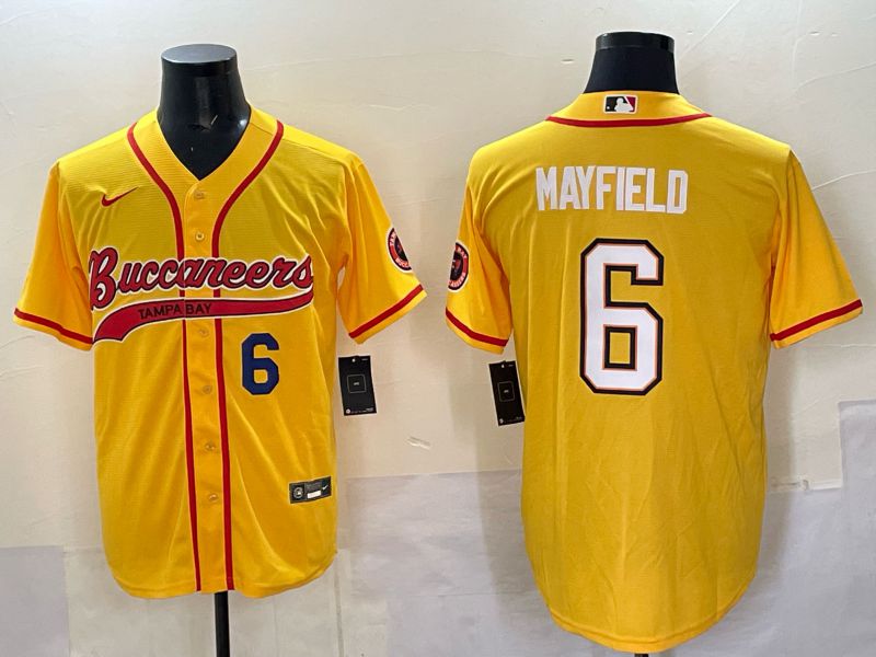 Men 2025 Tampa Bay Buccaneers 6 Mayfield Yellow Joint Name Nike Limited NFL Jersey style 03